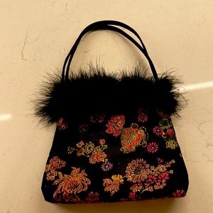 Mini metallic and satin with feathers